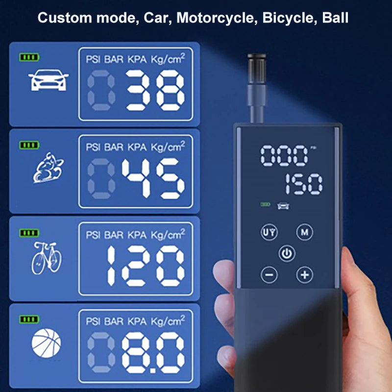 GP2 Portable Digital Touch Screen Air Pump Mini Tire Inflator with LED Light GP2 Portable Digital Touch Screen Air Pump Mini Tire Inflator with LED Light